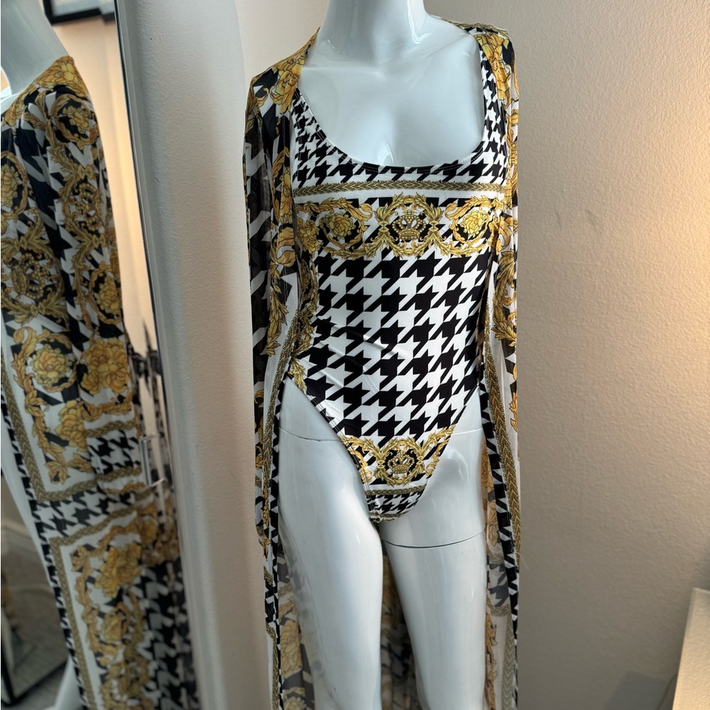 RARE Versace inspired swimsuit and cover up set